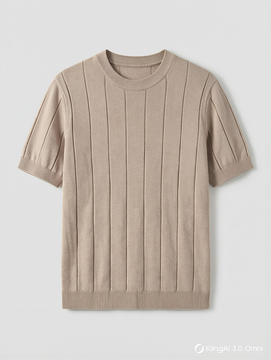Textured ribbed knit t-shirt