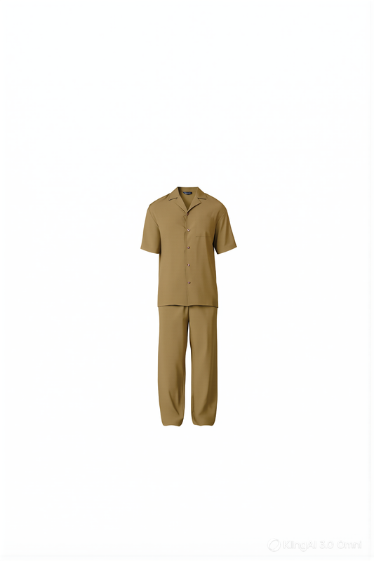 Camp Collar Shirt and Trousers Two-Piece Set