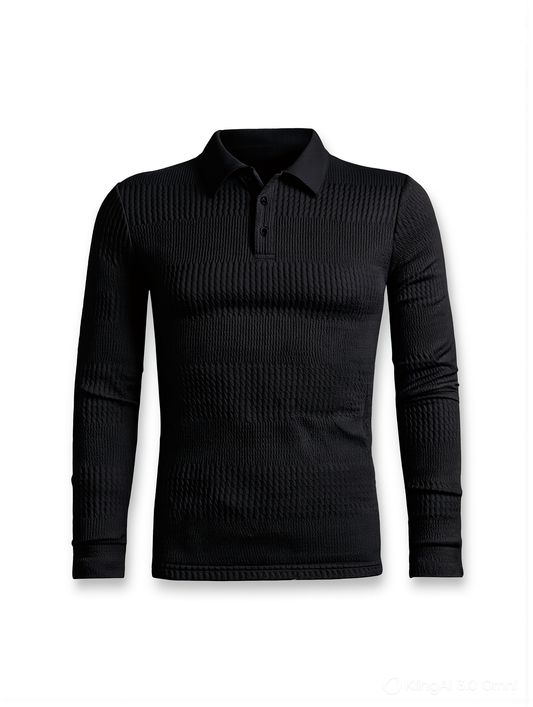 long-sleeved jacquard polo shirt