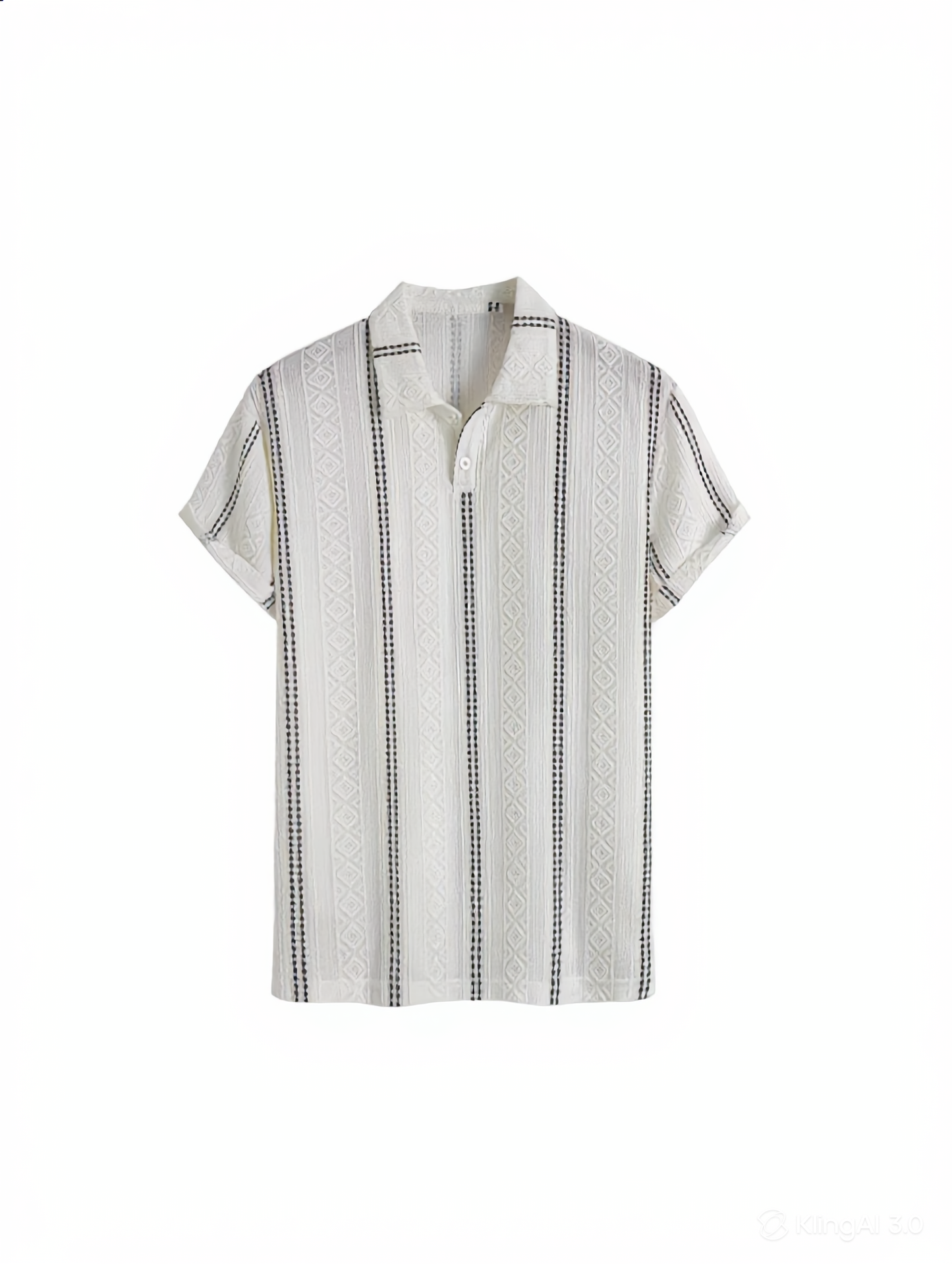 Contrasting Striped Polo Shirt — Black/White