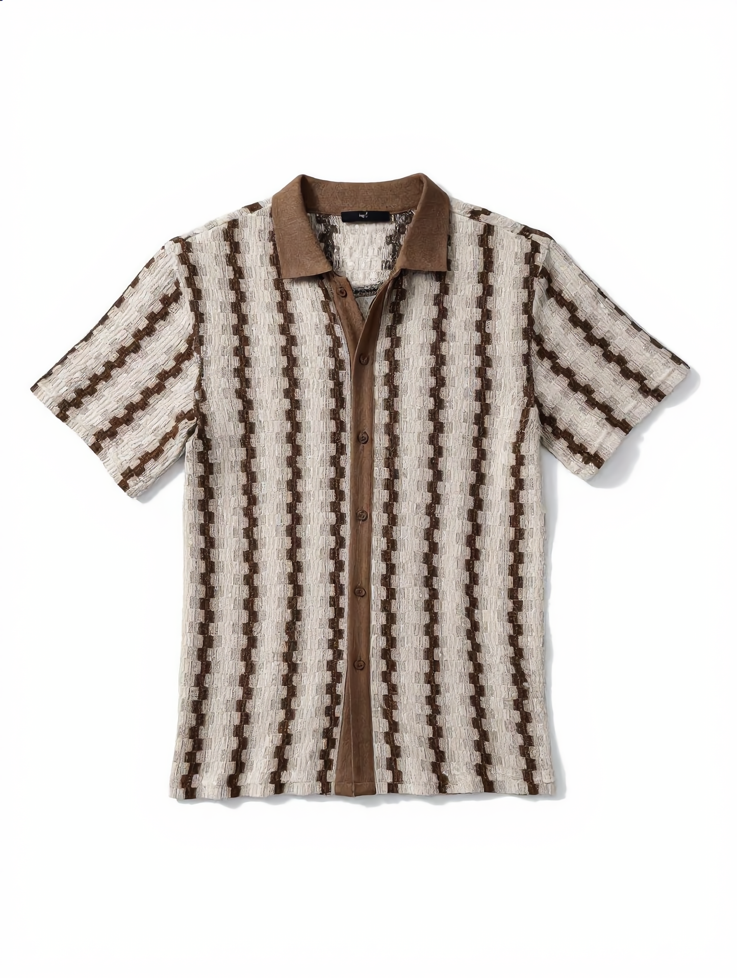 Geometric Stripe Jacquard Texture Shirt