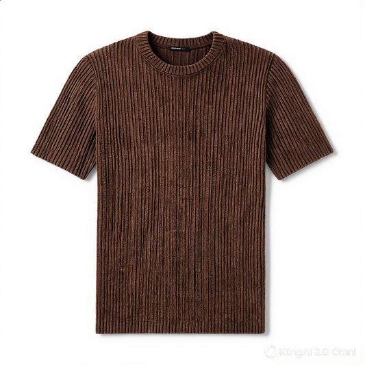 Ribbed Textured Knit T-Shirt