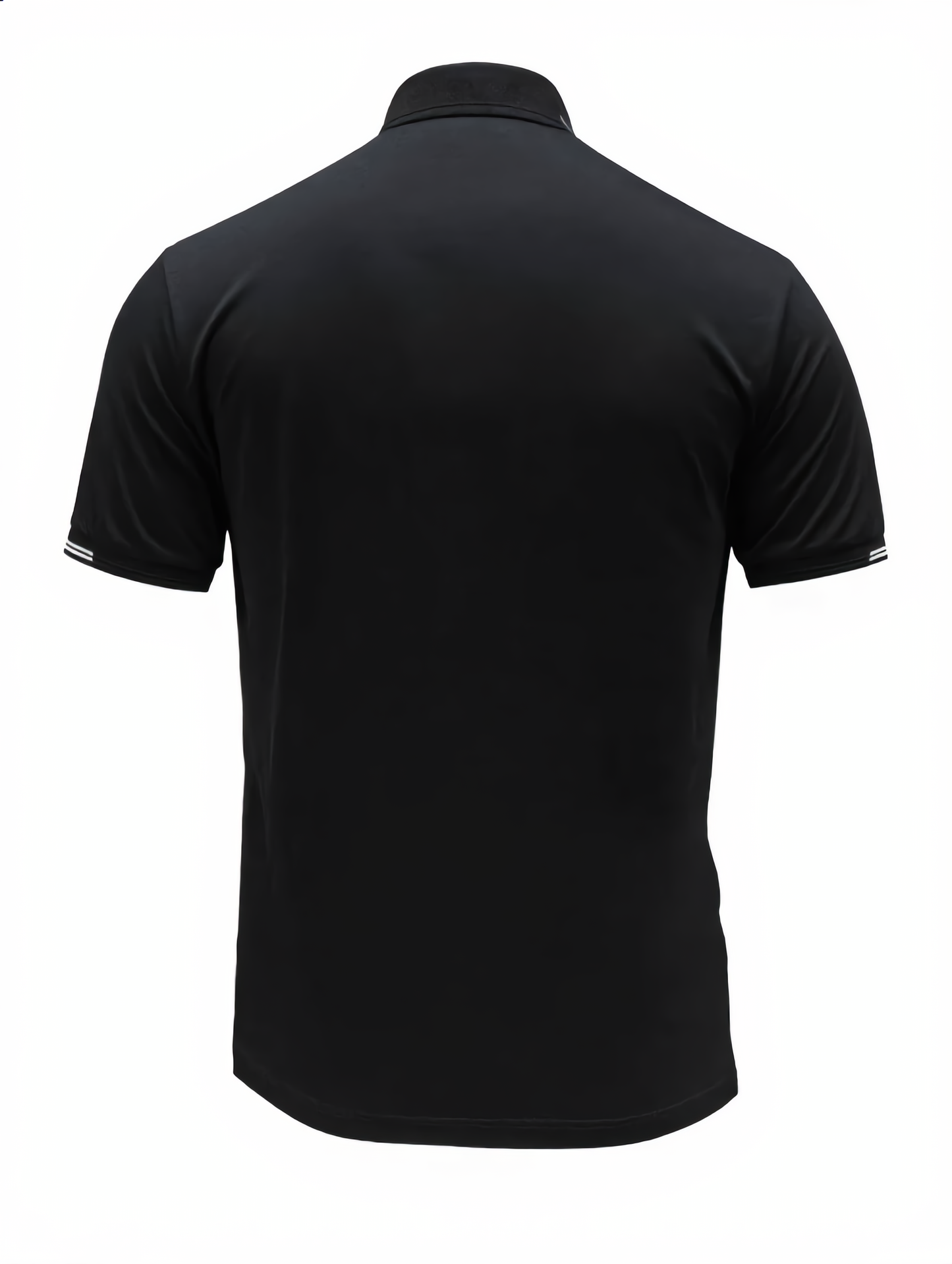 Contrast Stripe Collar Polo — Black