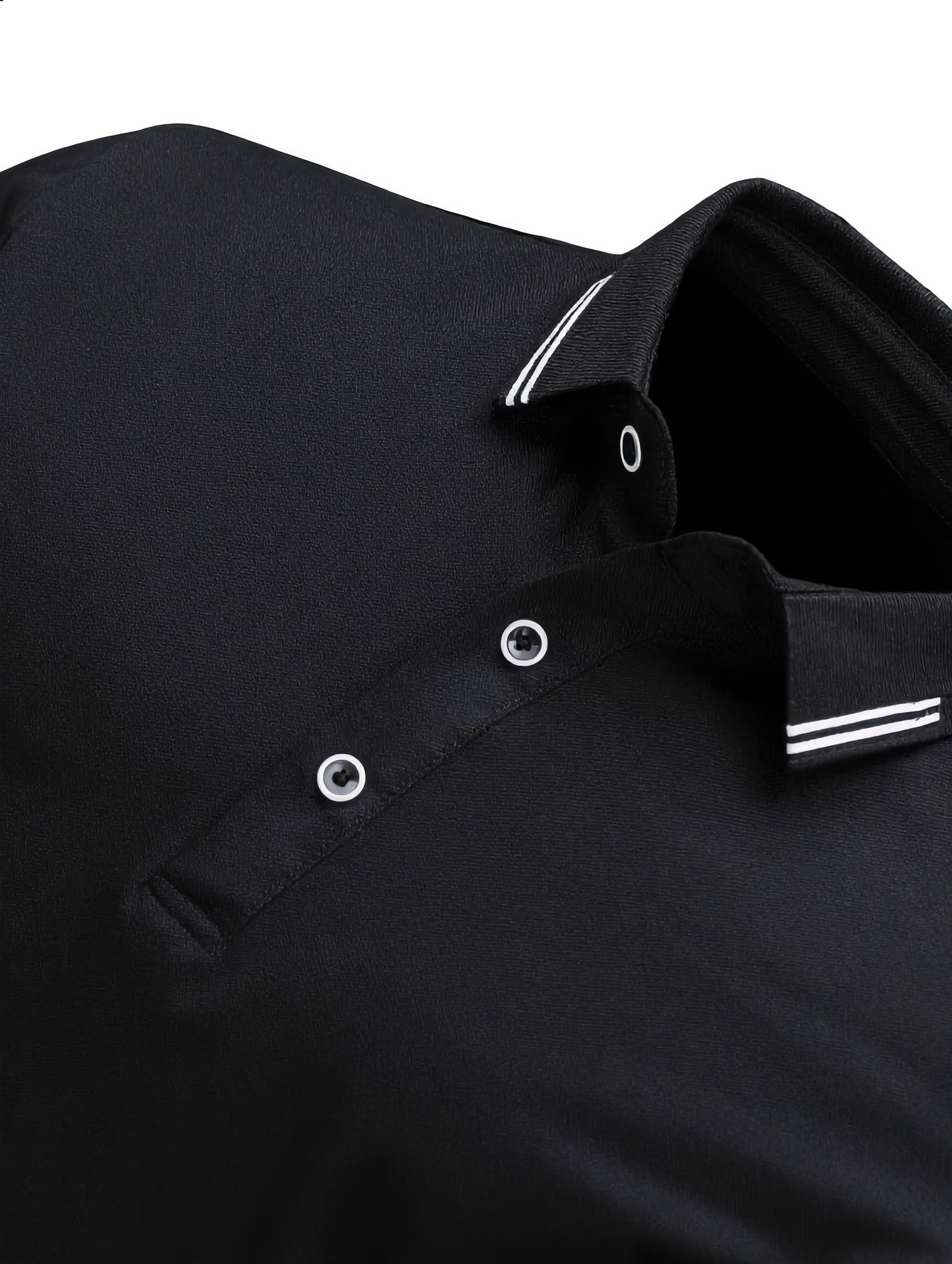 Contrast Stripe Collar Polo — Black