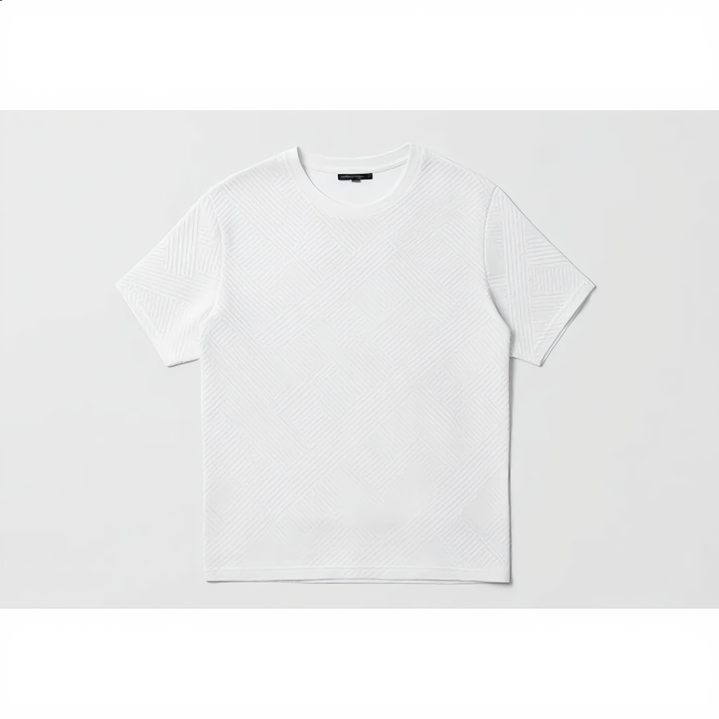 Premium Textured White T-Shirt with Geometric Pattern